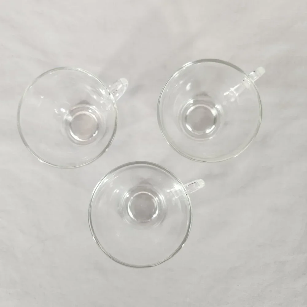 Set of 3 Vintage Anchor Hocking Clear Pressed Glass Punch Cups 60s 70s